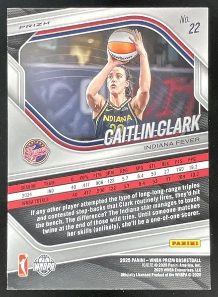 2025 Panini WNBA Prizm Silver Prizm #22 Caitlin Clark