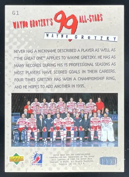 1994-95 Upper Deck Be a Player Wayne Gretzky's 99 All Stars #G1 Wayne Gretzky