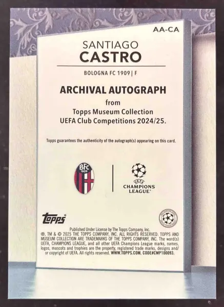 2024-25 Topps Museum Collection Archival Ruby #AA-CA Santiago Castro Auto /25