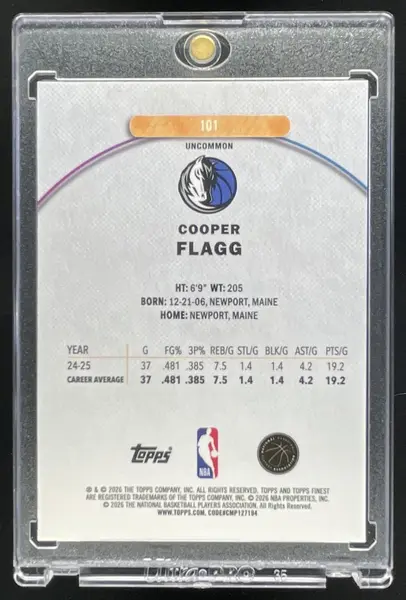 2025-26 Topps Finest Uncommon Blue X-Fractor #101 Cooper Flagg RC /75