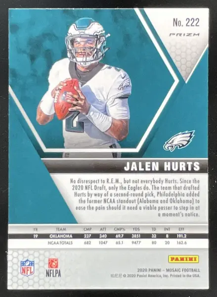2020 Panini Mosaic Prizm Green #222 Jalen Hurts RC