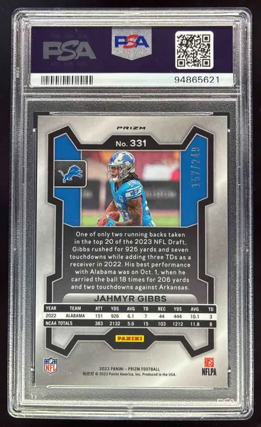 2023 Panini Prizm Orange Prizm #331 Jahmyr Gibbs RC /249 PSA 10 on