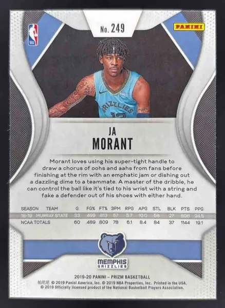 2019-20 Panini Prizm #249 Ja Morant RC on Fanatics Collect