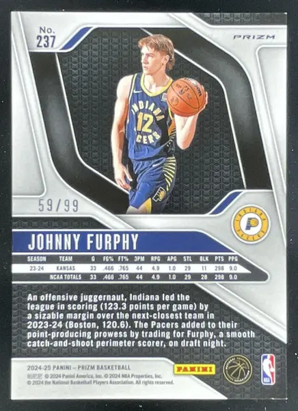 2024-25 Panini Prizm Blue Seismic Prizm #237 Johnny Furphy RC /99