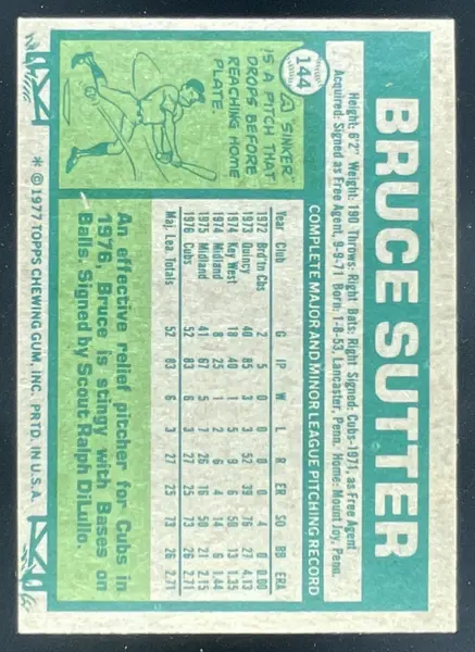 1977 Topps #144 Bruce Sutter RC