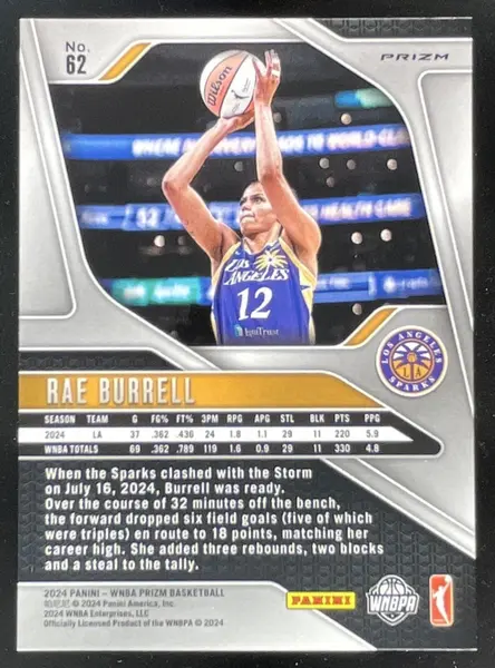 2024 Panini WNBA Prizm White Sparkle Prizm #62 Rae Burrell