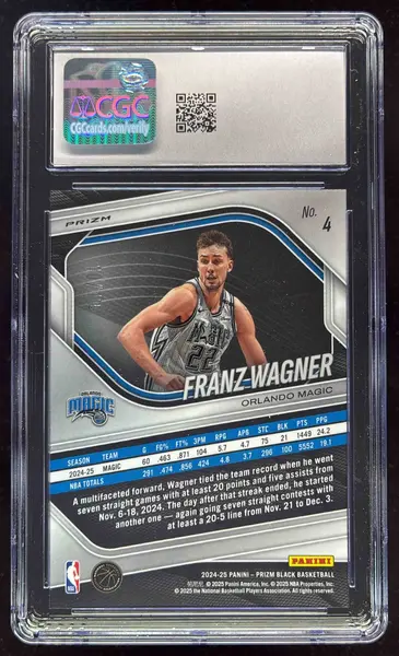 2024-25 Panini Prizm Black Gold Shimmer FOTL Prizms #4 Franz Wagner /10 CGC 10