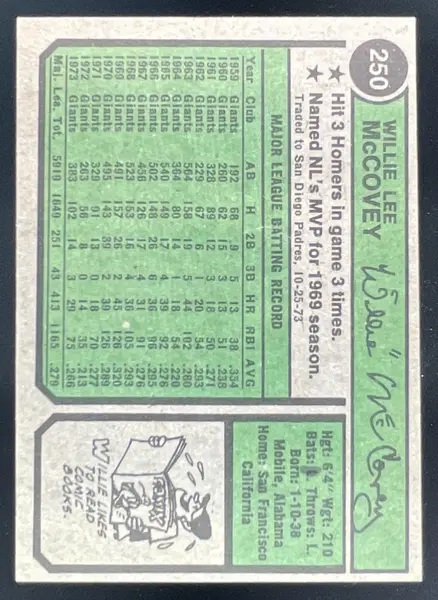1974 Topps #250a Willie McCovey
