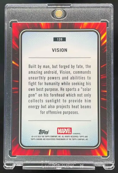 2025 Topps Chrome Marvel Sapphire Red Sapphire Refractor #139 Vision /5