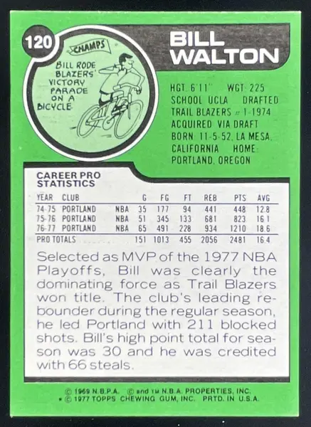 1977-78 Topps #120 Bill Walton