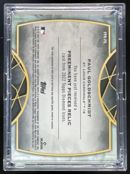 2022 Topps Diamond Icons Preeminent Pieces Relics Spikes Paul Goldschmidt 1/1