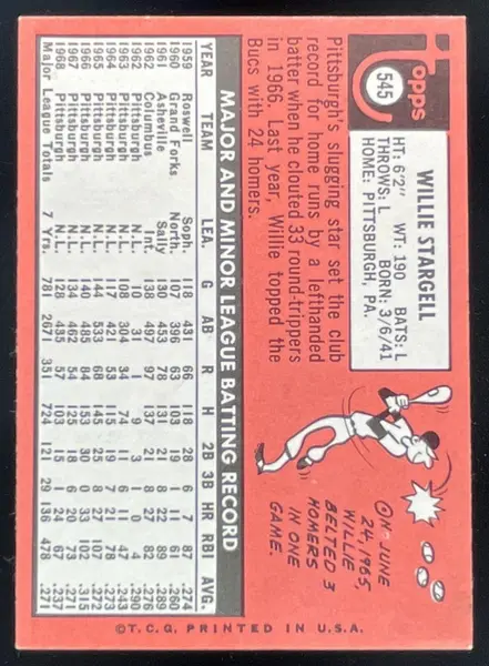 1969 Topps #545 Willie Stargell