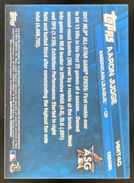 2017 Topps Chrome Update #HMT40 Aaron Judge RC