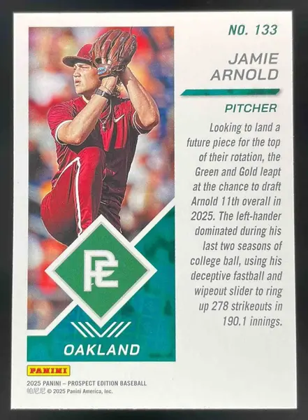 2025 Panini Prospect Edition Prospect Ticket Gold #133 Jamie Arnold /10