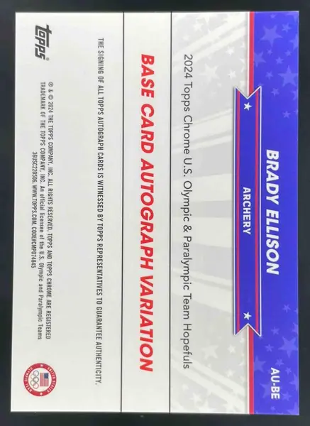 2024 Topps Chrome US Olympics Green Refractors #AU-BE Brady Ellison Auto /99