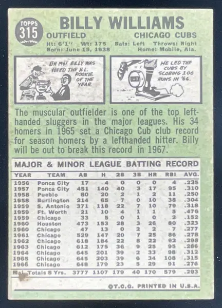 1967 Topps #315 Billy Williams