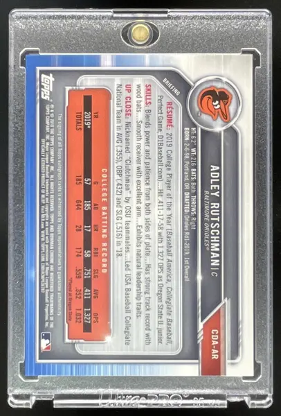 2019 Bowman Draft Chrome Pick Autographs #CDA-AR Adley Rutschman RC Auto