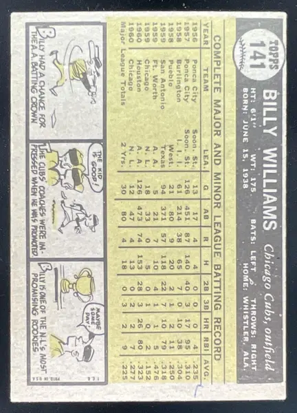 1961 Topps #141 Billy Williams RC