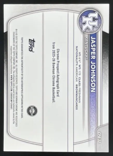 2025-26 Bowman Chrome Autograph Gold Mojo #CPA-JJ Jasper Johnson RC Auto /50
