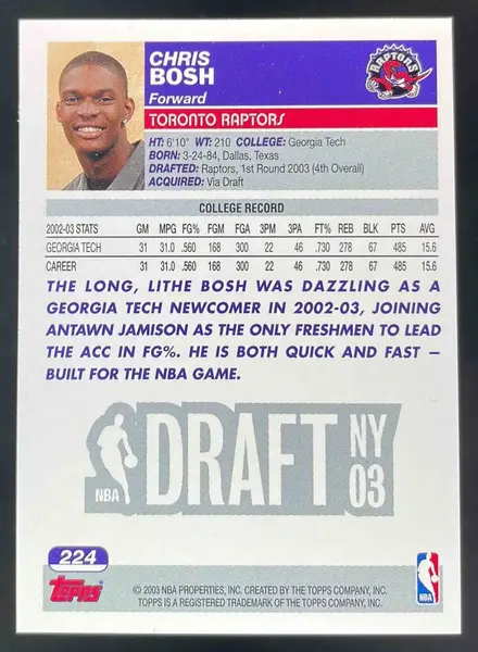 2003-04 Topps 1st Edition #224 Chris Bosh RC