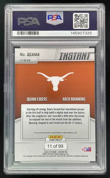2024 Panini Instant NIL #QEAMA Quinn Ewers Arch Manning Auto PSA 10