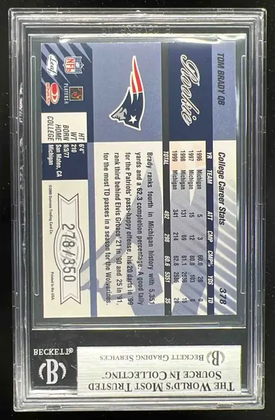 2000 Leaf Limited #378 Tom Brady RC /350 BGS 8.5