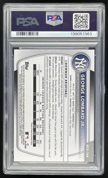 2025 Bowman Chrome Mega Box Orange Refractor #164 George Lombard Jr /25 PSA 9