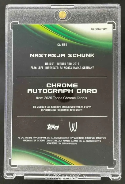2025 Topps Chrome Autographs I Superfractor #CA-NSK Nastasja Schunk Auto 1/1