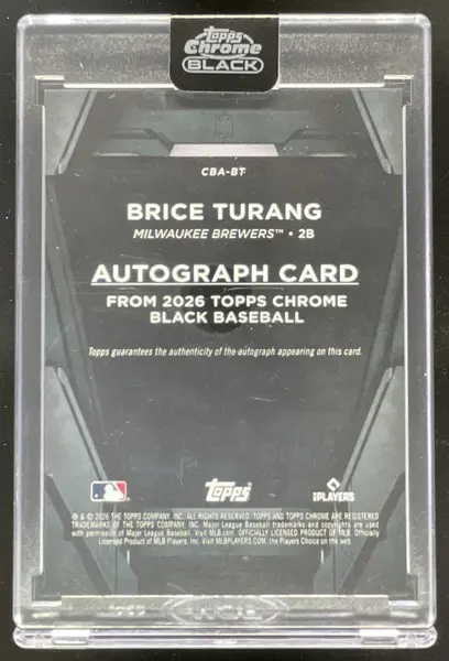 2026 Topps Chrome Black Autographs Green Refractor #CBA-BT Brice Turang Auto /99