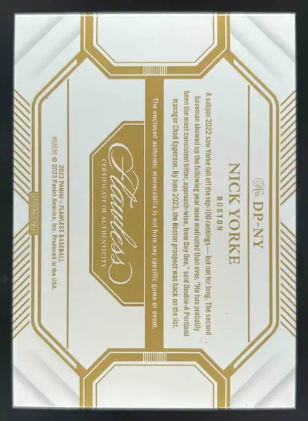 2023 Panini Flawless Dual Patches Ruby #DP-NY Nick Yorke /8
