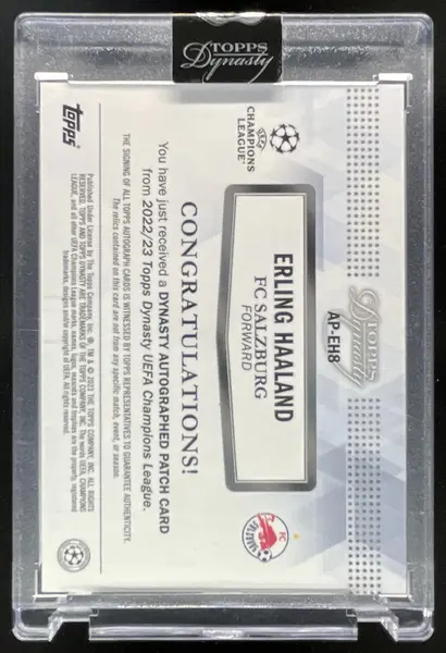 2022-23 Topps Dynasty UEFA Champions Patch Black #AP-EH8 Erling Haaland Auto /5