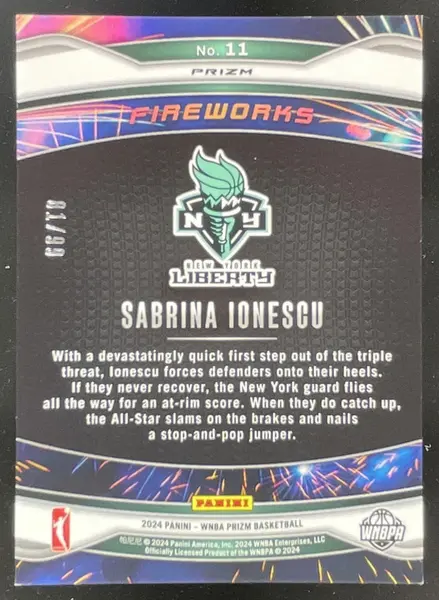 2024 Panini WNBA Prizm Fireworks Red Prizm #11 Sabrina Ionescu /99