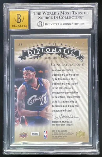2008-09 Upper Deck Radiance Diplomatic Autographs #DI-LJ LeBron James Auto BGS 9