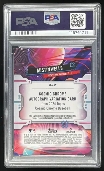 2024 Topps Cosmic Chrome Black Eclipse #CCA-AW Austin Wells RC Auto /10 PSA 10