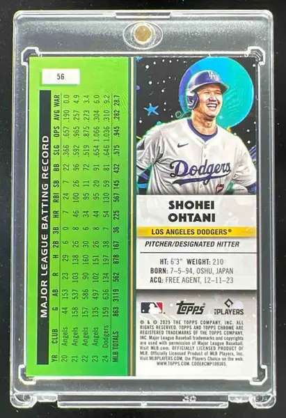 2025 Topps Cosmic Chrome White Hole Refractor #56 Shohei Ohtani on
