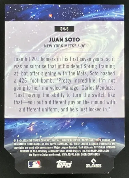 2025 Topps Cosmic Chrome Stella Nova Orange Galactic #SN-6 Juan Soto /25
