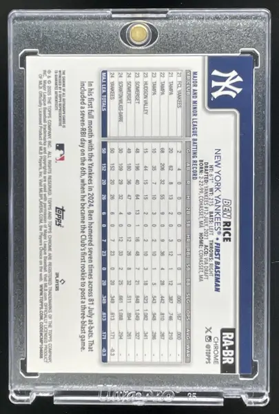 2025 Topps Chrome Rookie Autographs Blue Refractor #RA-BR Ben Rice RC Auto /150