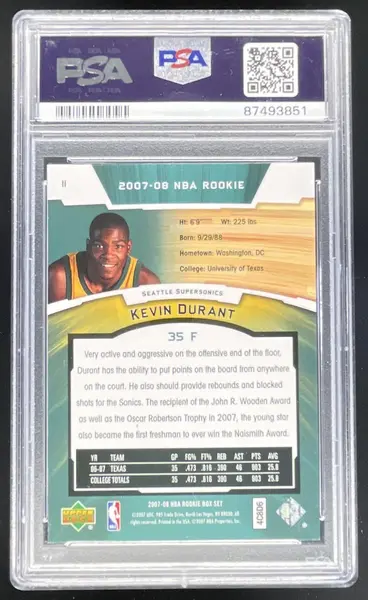 2007-08 Upper Deck Rookie Box Set #11 Kevin Durant RC PSA 9