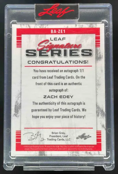 2022-23 Leaf Signature Series Moon BA-ZE1 Zach Edey Autograph RC Auto 1/1