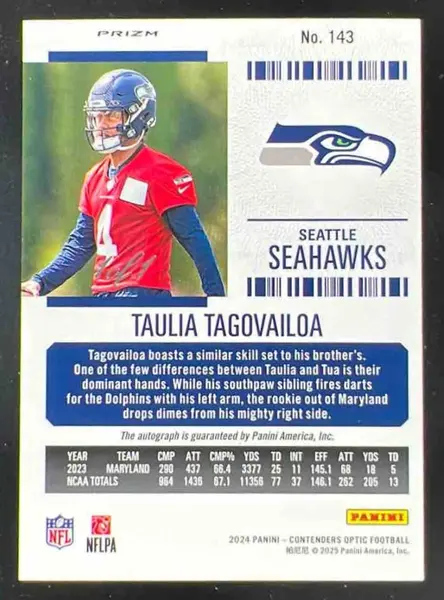 2024 Contenders Optic Rookie Ticket Gold Vinyl Taulia Tagovailoa RC Auto 1/1