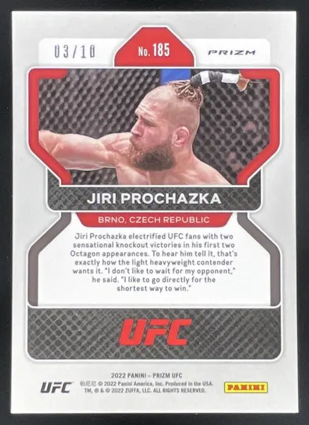 2022 Panini Prizm UFC Gold Prizms #185 Jiri Prochazka /10