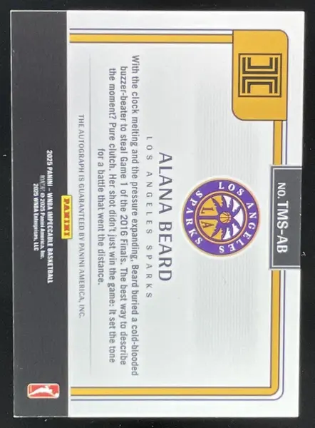 2025 Panini Impeccable WNBA Timeless Moments Signatures #1 Alana Beard Auto /99