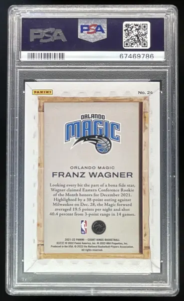 2021-22 Panini Court Kings Blank Slate #24 Franz Wagner RC PSA 10