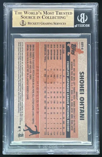 2018 Topps Chrome 1983 Topps Refractors #83T-6 Shohei Ohtani RC BGS 9.5