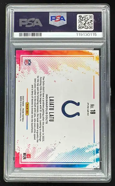 2024 Panini Prizm Color Blast SSP #19 Laiatu Latu RC PSA 10 on