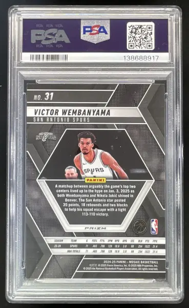 2024-25 Panini Mosaic Silver Mosaic #31 Victor Wembanyama PSA 10