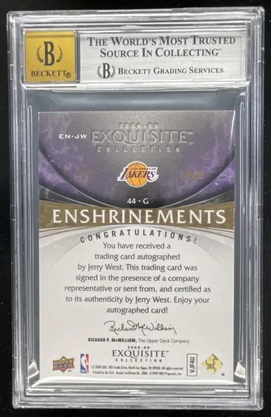 2008-09 Upper Deck Exquisite Collection Enshrinements Jerry West Auto /25 BGS 7
