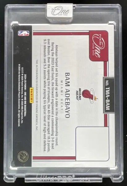 2024-25 Panini One and One Timeless Moments Autographs #30 Bam Adebayo Auto /99