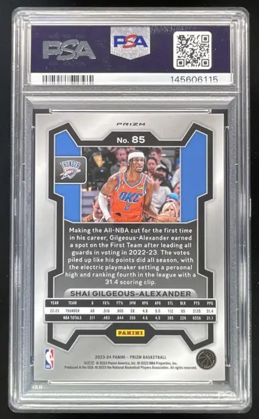 2023-24 Panini Prizm King Snake Prizm SSP #85 Shai Gilgeous-Alexander PSA 10