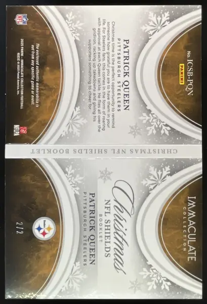 2025 Immaculate Collection Christmas NFL Shields Booklet #34 Patrick Queen /2